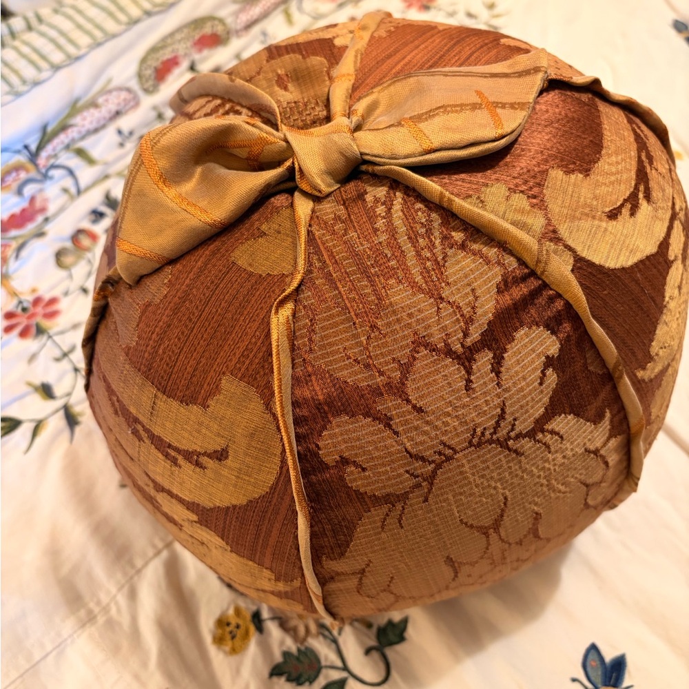 Brunschwig & Fils silk damask ball pillow with down insert